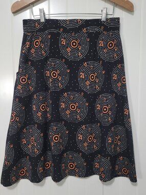 M Svaha Black Zodiac Astrological Celestial Planetary Orbit Pockets A-Line Skirt